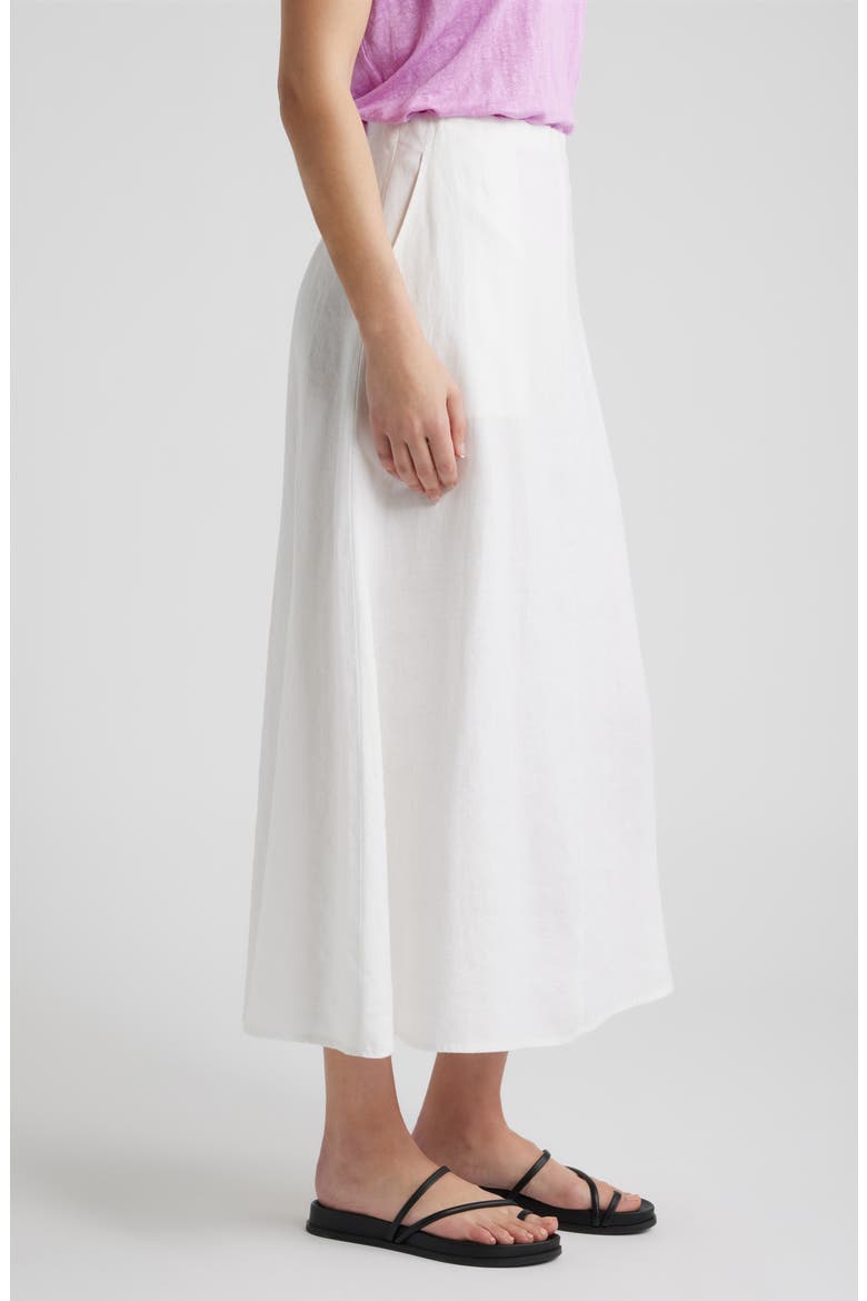 A-Line Organic Linen Midi Skirt, Alternate, color, WHITE