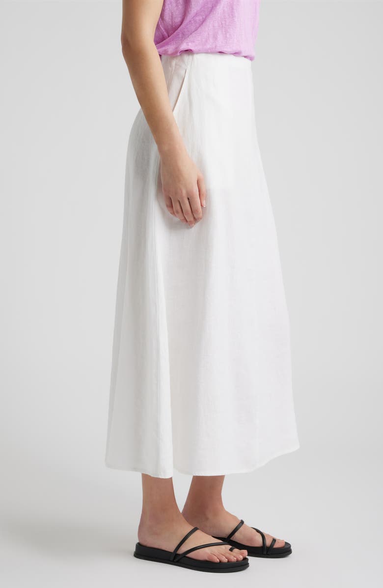 Eileen Fisher A-Line Organic Linen Midi Skirt, Alternate, color, White