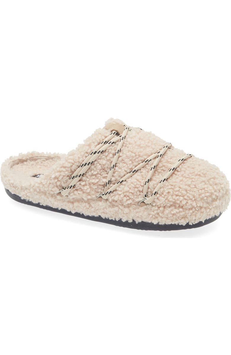 Moon Boot<sup>®</sup> Teddy Water Repellent Scuff Slipper, Main, color, Sand