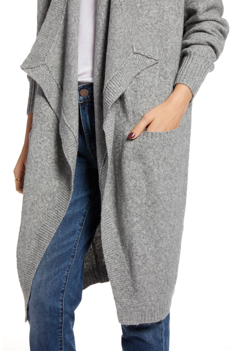Drape Cardigan, Alternate, color, GREY HEATHER