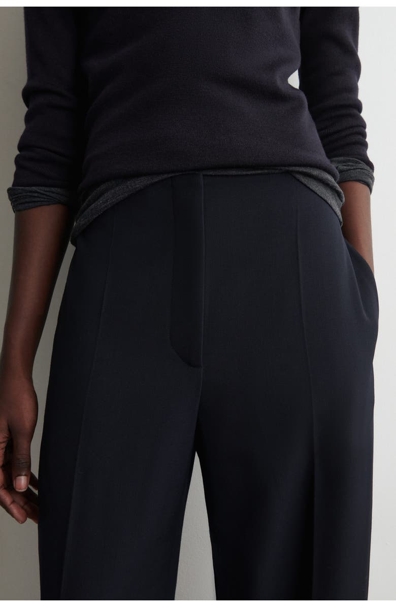 COS Wool-Blend Barrel-Leg Pants, Alternate, color, Navy