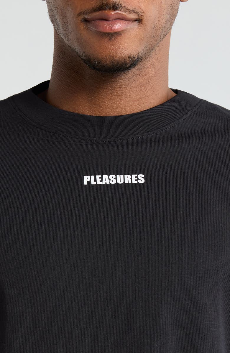PLEASURES Wordmark Logo Cotton T-Shirt, Alternate, color, Black