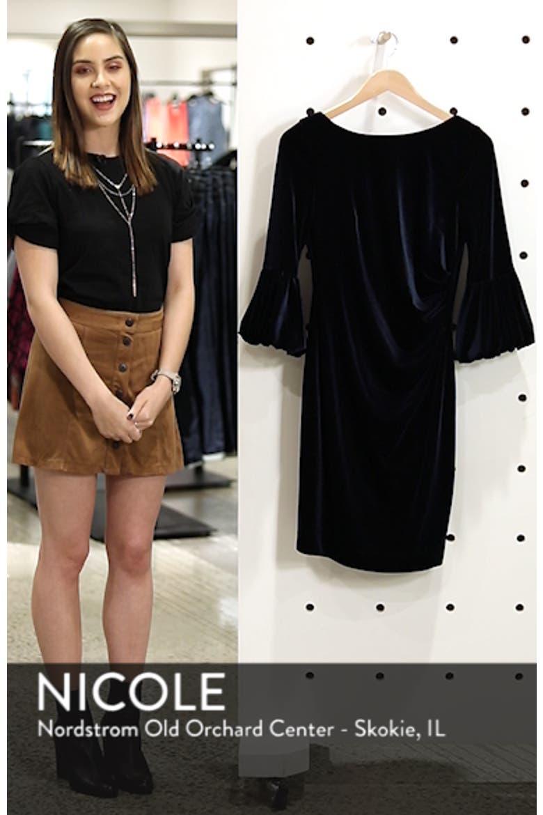 Bubble Sleeve Velvet Sheath Dress video