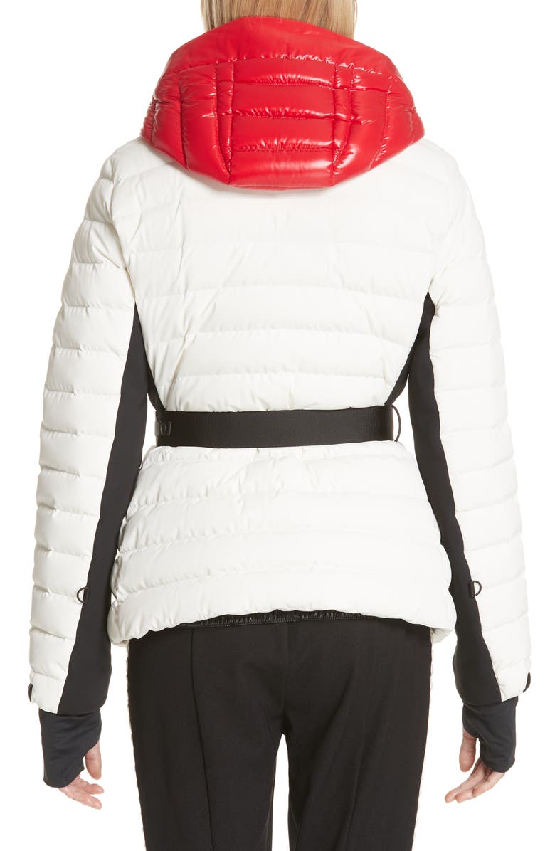 Moncler Bruche French Flag Down Hooded Puffer Coat, Alternate, color, 