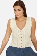 Yumi V Neck Button Down Crochet Knitted Top