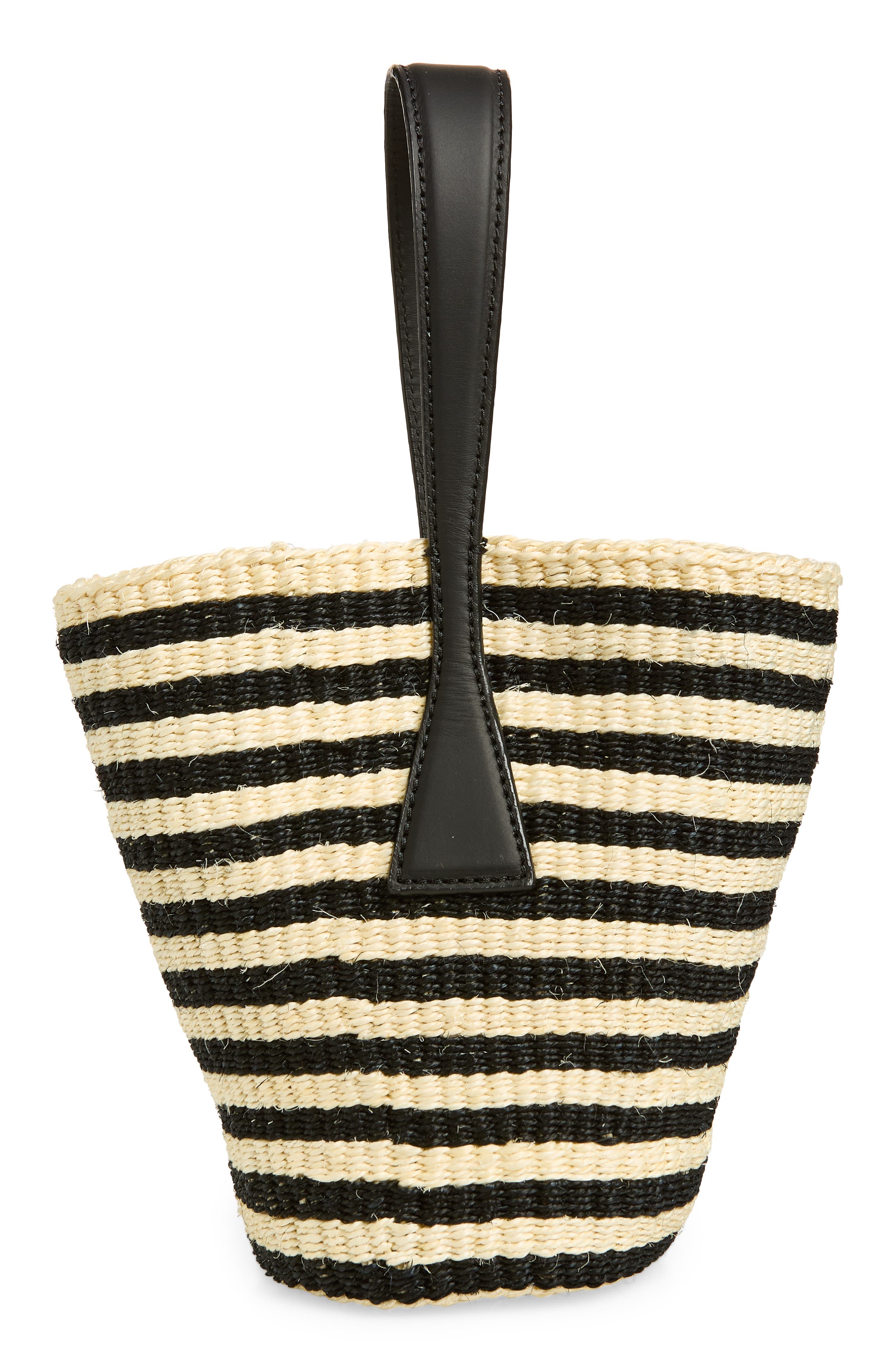 LIFFNER Single Handle Straw Basket Tote, Alternate, color, Black/ Cream