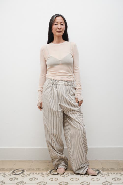 Silk Laundry Mesh Long Sleeve Top Hazelnut In Hazelnut