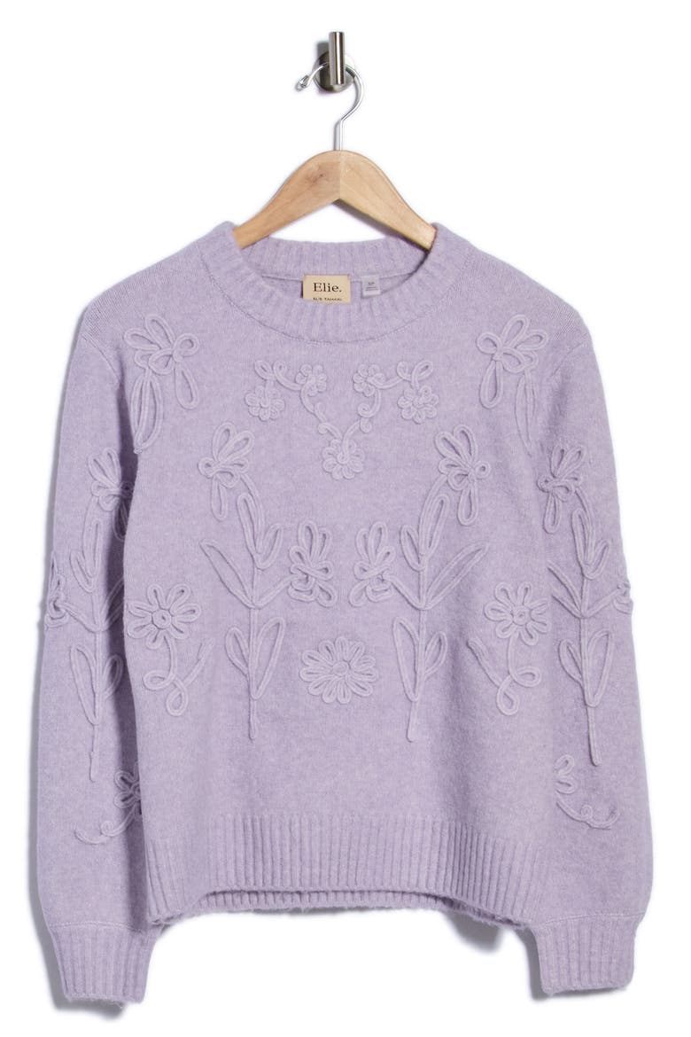 Floral Crewneck Sweater, Main, color, FRENCH LILAC