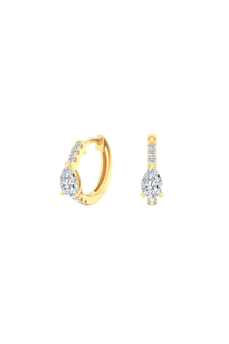 Dainty Pear Huggie Lab Diamond in 14K Gold, Main, color, Yellow Gold