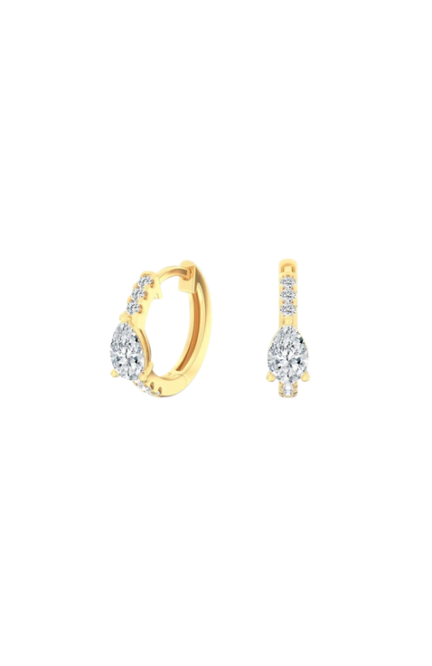 Dainty Pear Huggie Lab Diamond in 14K Gold