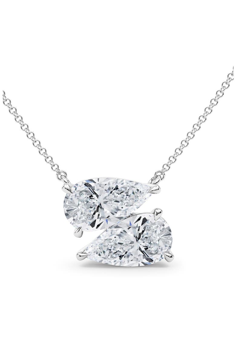Lab Grown Diamond Twin Pear Cut Pendant Necklace, Alternate, color, 18K WHITE GOLD