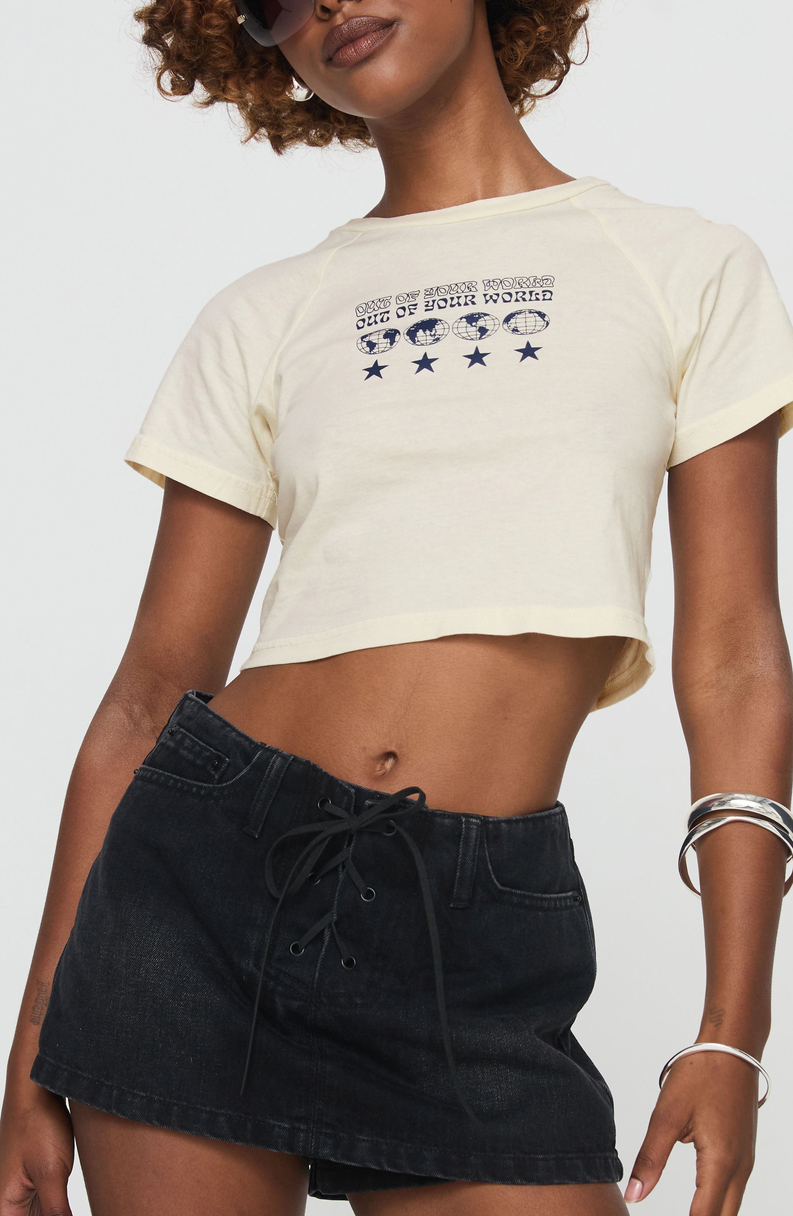 Princess Polly Amethysta Lace-Up Denim Skort