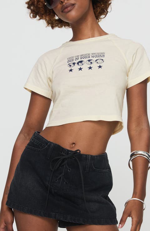 Amethysta Lace-Up Denim Skort