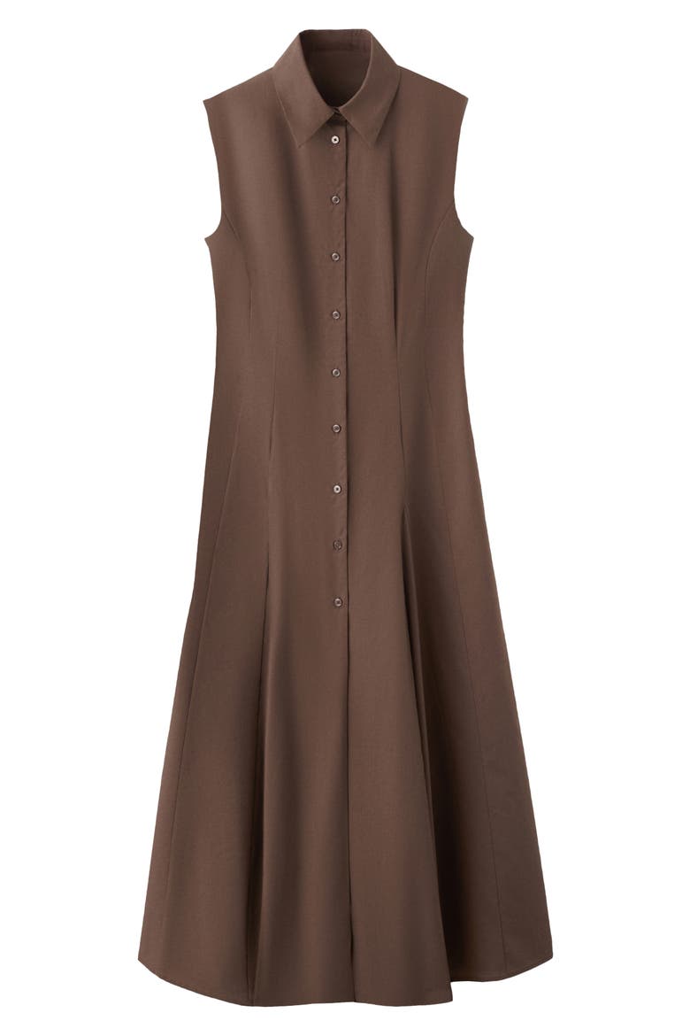 Sleeveless Cotton & Lyocell Shirtdress, Alternate, color, BROWN