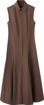 MANGO Sleeveless Cotton & Lyocell Shirtdress