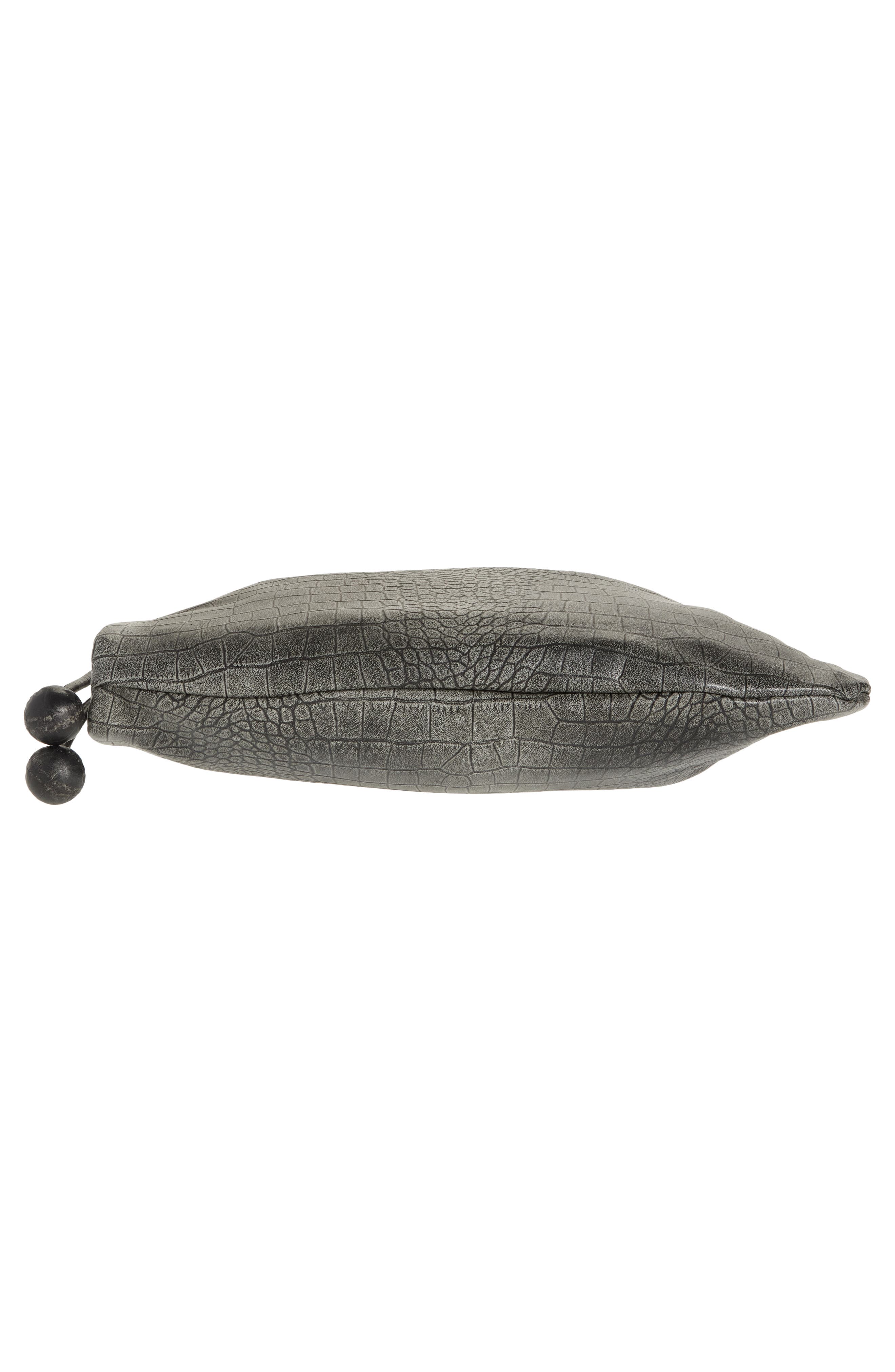 Marni Medium Croc Embossed Leather Hobo Bag, Alternate, color, 00N99 Black