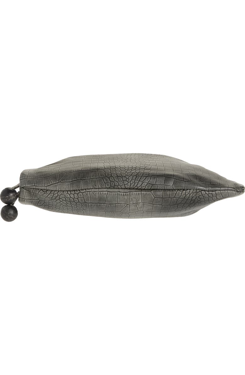 Marni Medium Croc Embossed Leather Hobo Bag, Alternate, color, 00N99 Black