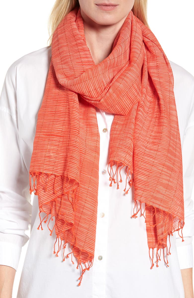 Eileen Fisher Stripe Organic Cotton Scarf, Main, color, 