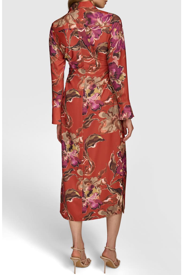 Floral Print Bracelet Sleeve Shirtdress, Alternate, color, BURNT ORANGE MULTI