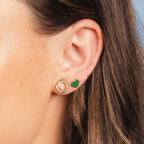 The Lovery Fine Jewelry Mini Malachite Heart Stud Earrings In Green