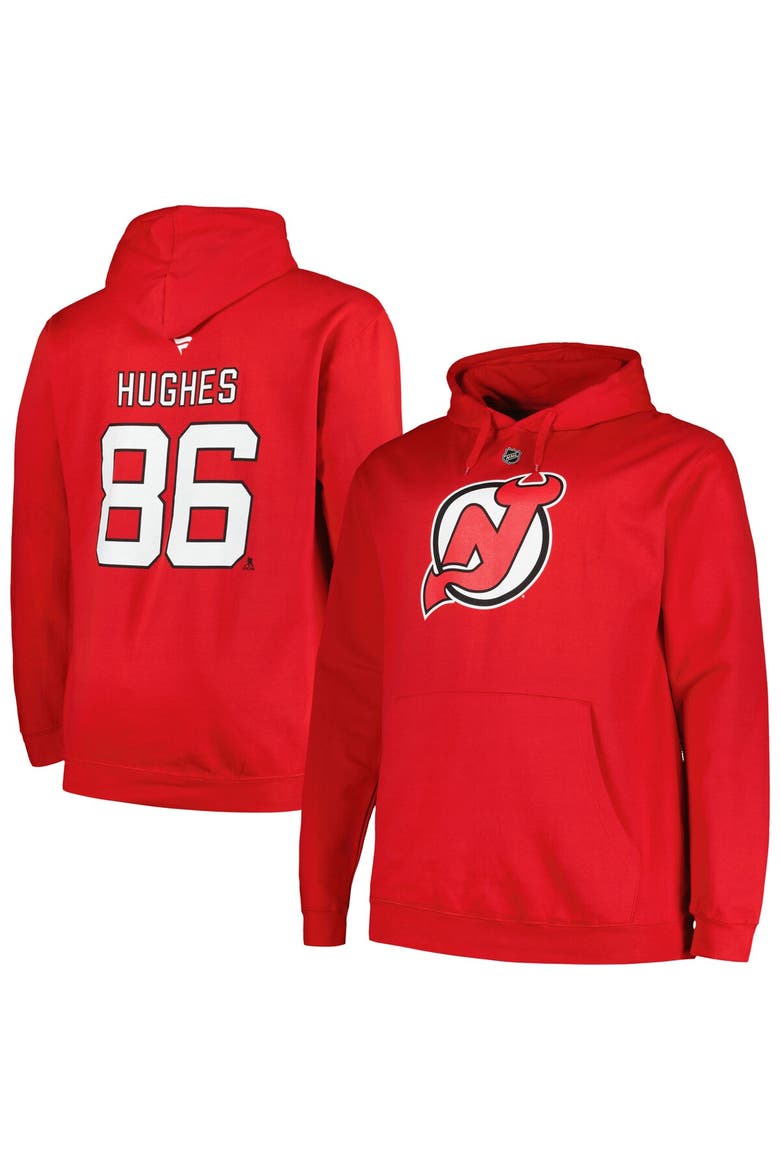 Men's Profile Jack Hughes Red New Jersey Devils Big & Tall Name & Number Pullover Hoodie, Alternate, color, Red