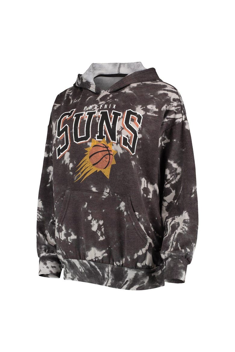 Women's Majestic Threads Black Phoenix Suns Burble Tie-Dye Tri-Blend Pullover Hoodie, Alternate, color, Black