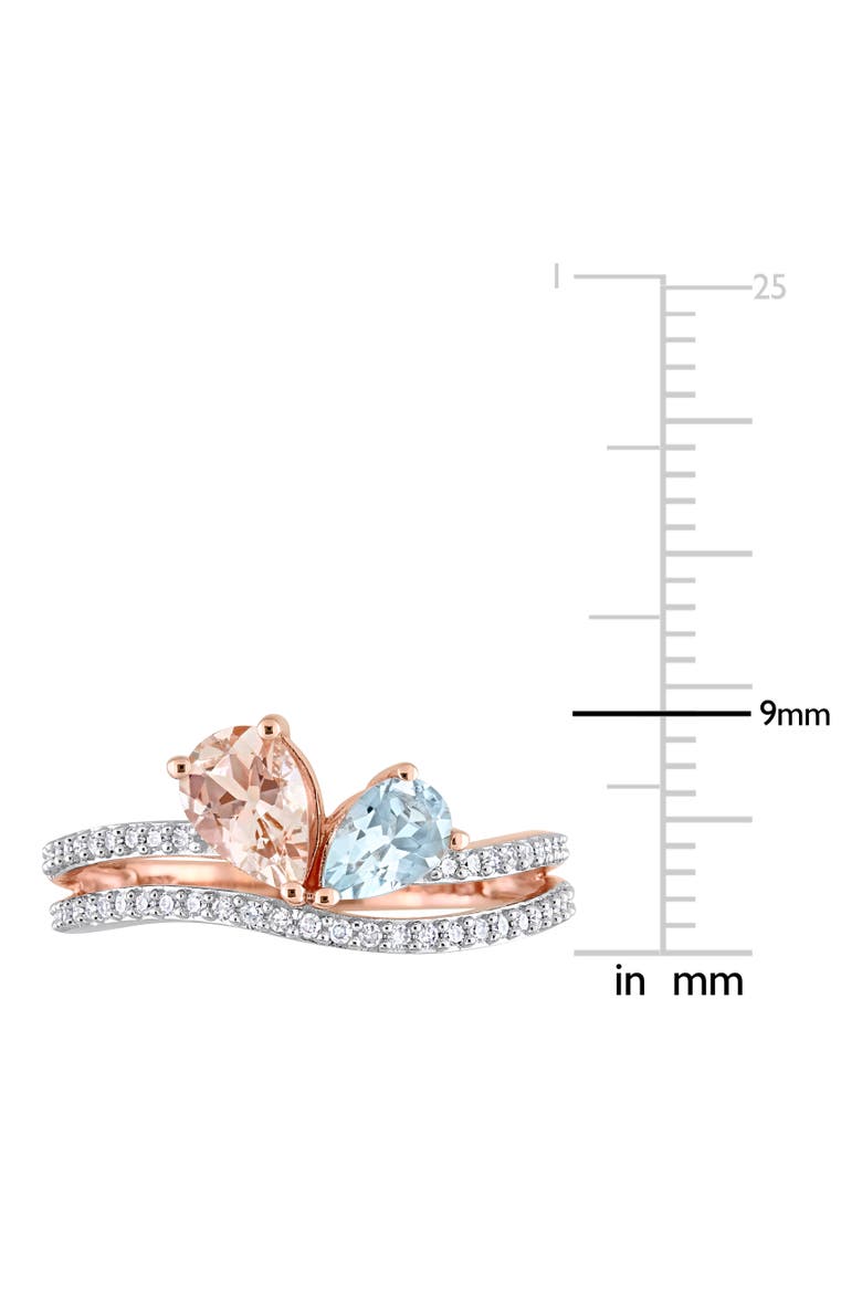 Morganite Aquamarine & Diamond 2-Stone Ring 10k, Alternate, color, Rose Gold