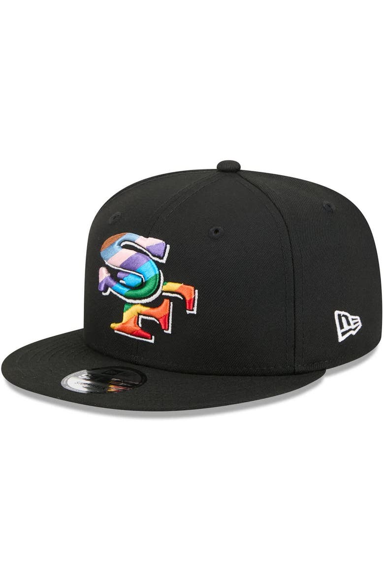 Men's New Era Black San Francisco 49ers Pride 9FIFTY Snapback Hat, Main, color, Black