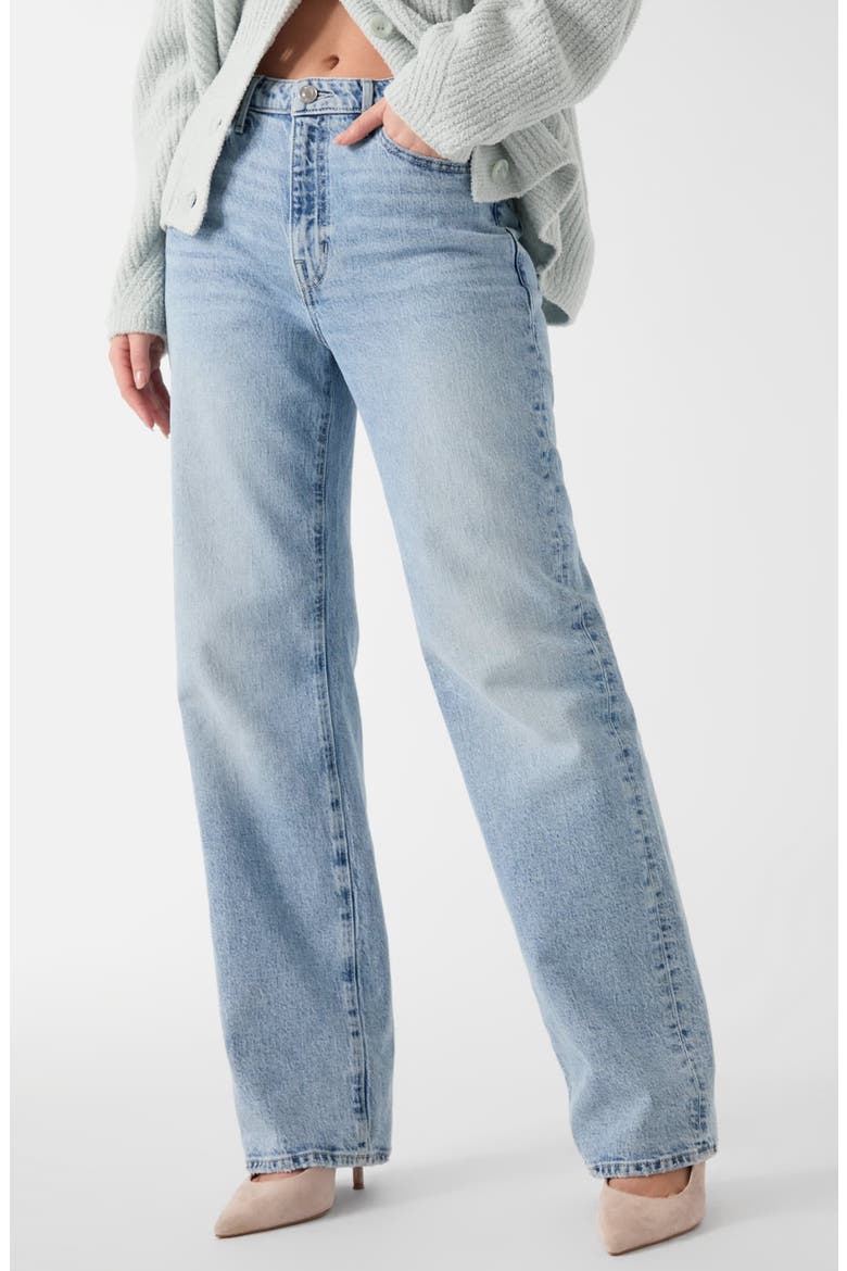 High Waist Straight Leg Jeans, Main, color, MEDIUM