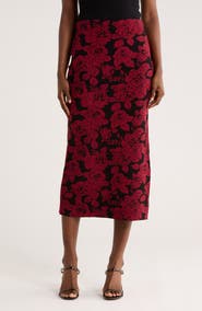 ELIE ELIE TAHARI Floral Jacquard Pull-On Skirt