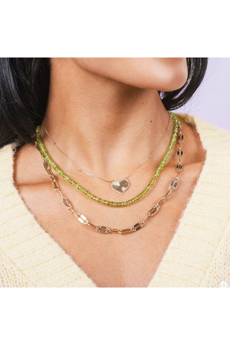 Fluted Gold Single Heart Necklace, Alternate, color, Yellow Gold