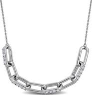 DELMAR Created White Sapphire Oval Link Frontal Necklace