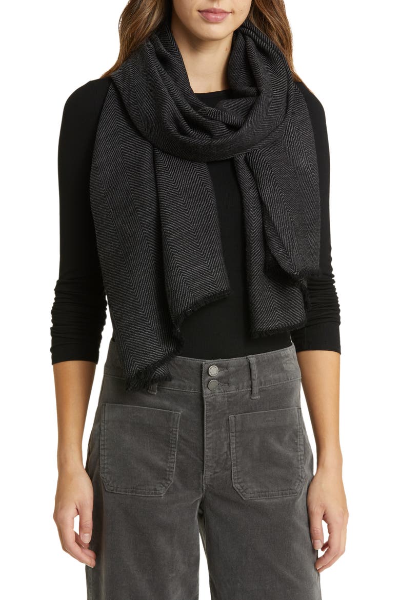 Zigzag Scarf, Main, color, BLACK/ GREY