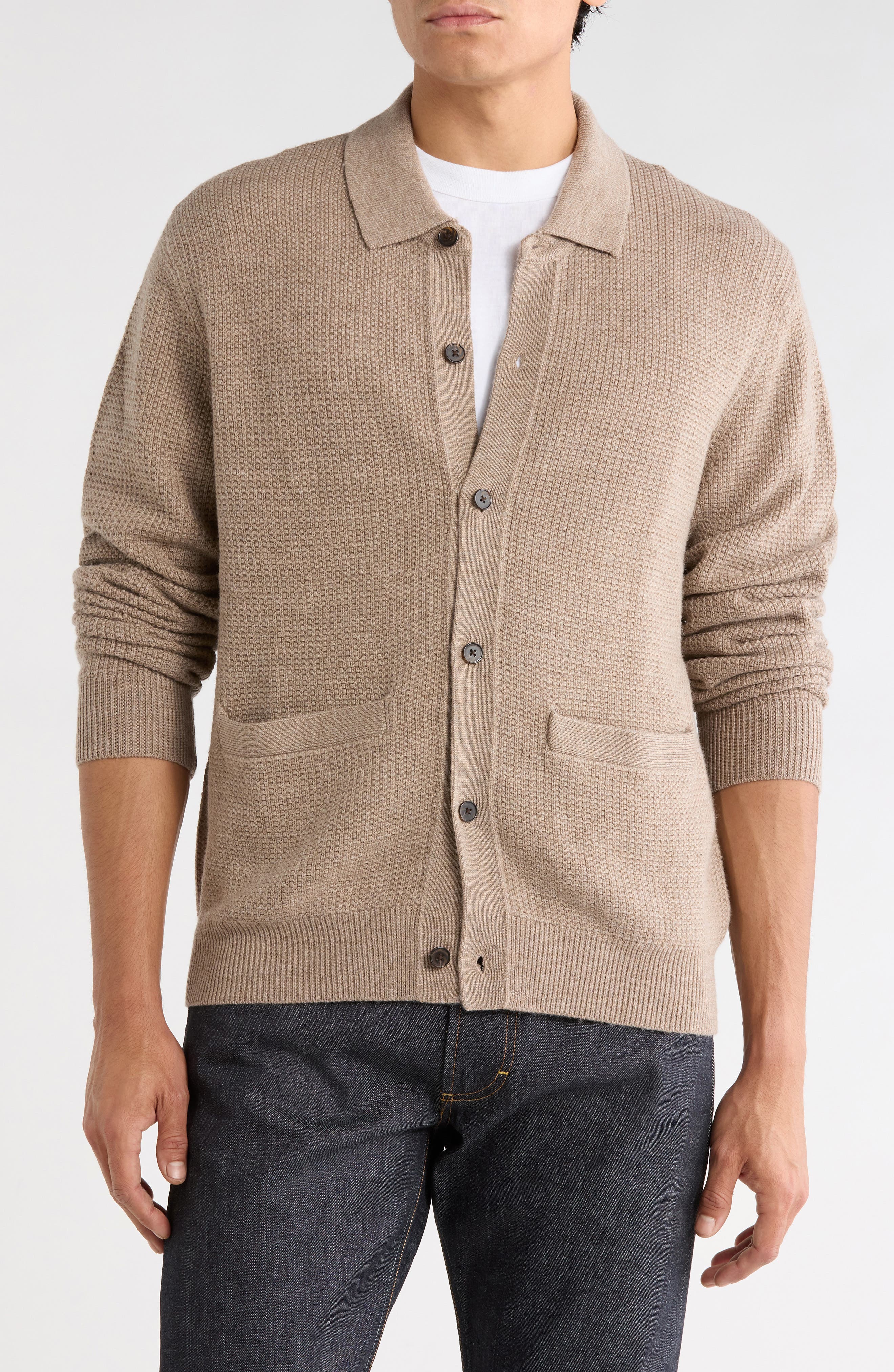 Merino Wool Collared Cardigan