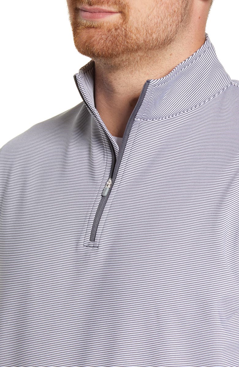 Peter Millar Perth Stripe Quarter Zip Performance Pullover, Alternate, color, Iron/White
