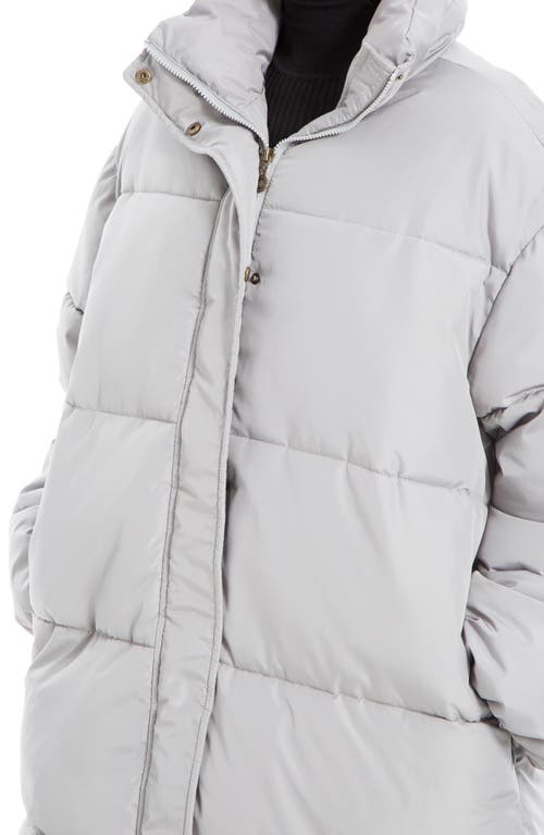 Max Studio Longline Puffer Jacket In Gray