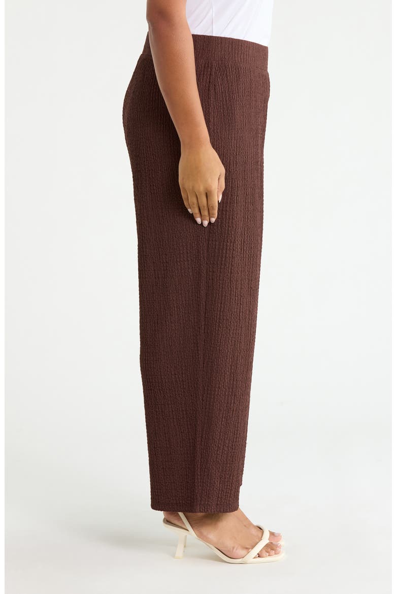 Puckered Wide Leg Pull-On Ankle Pants, Alternate, color, FUDGE
