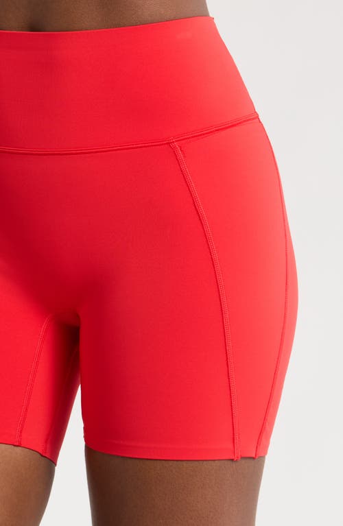 Nike Universa Dri-fit High Waist Pocket Bike Shorts In University Red