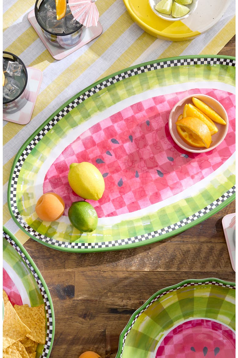 Watermelon Oval Melamine Platter, Alternate, color, GREEN
