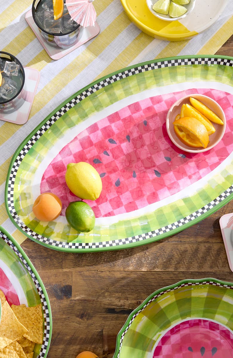 MACKENZIE CHILDS Watermelon Oval Melamine Platter, Alternate, color, Green
