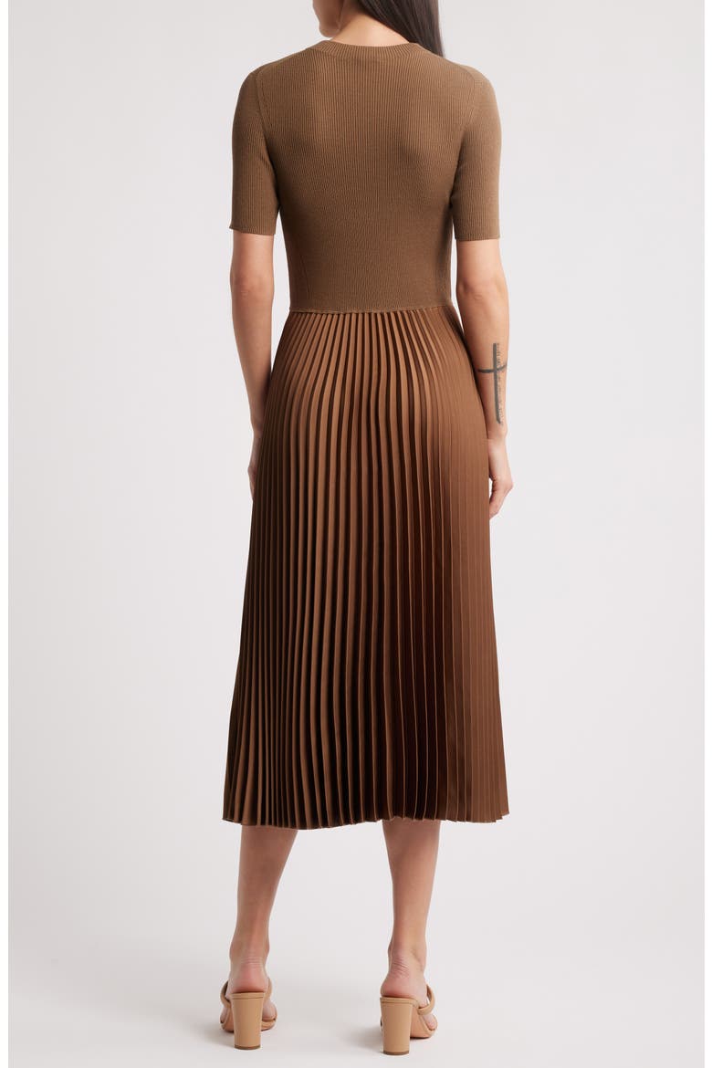 Faddrid Sweater Dress with Plissé Skirt, Alternate, color, TEAK