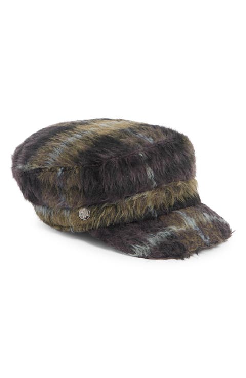 Plaid Brushed Faux Fur Conductor Cap