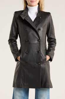 L'AGENCE Lyon Leather Military Coat