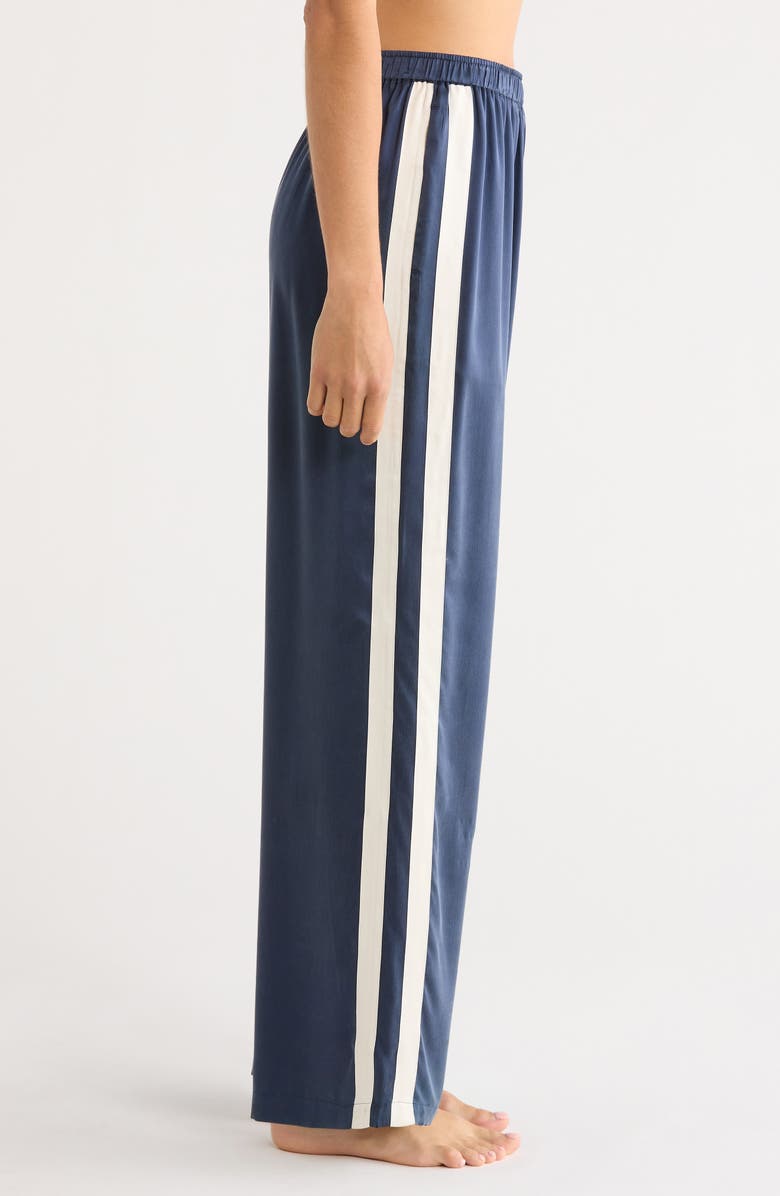 Lunya Side Stripe Washable Silk Pajama Pants, Alternate, color, Deep Blue/ Soft Ivory