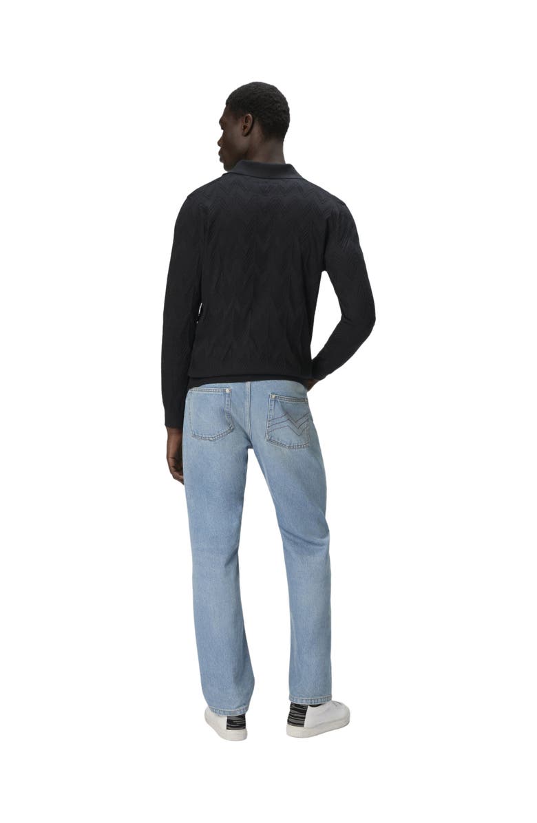 Missoni Long-sleeved Polo Shirt In 3d Chevron Cotton And Silk, Alternate, color, 