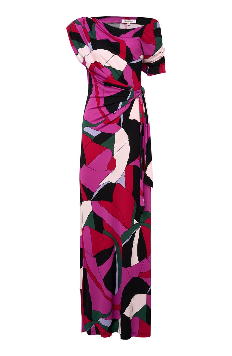 DVF Eliana Abstract Geo Print One-Shoulder Maxi Dress, Alternate, color, Purple Multi