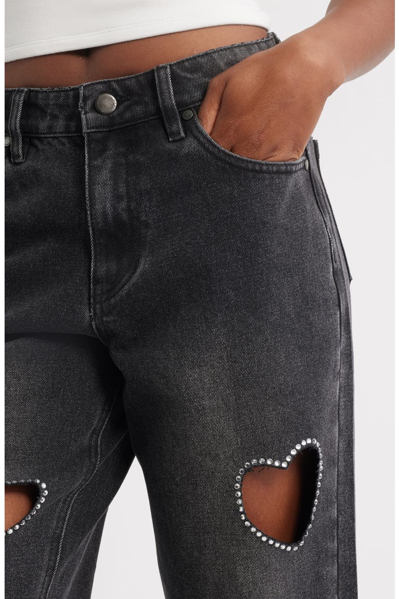 Heart Cutout Wide Leg Jeans, Alternate, color, BLACK WASH