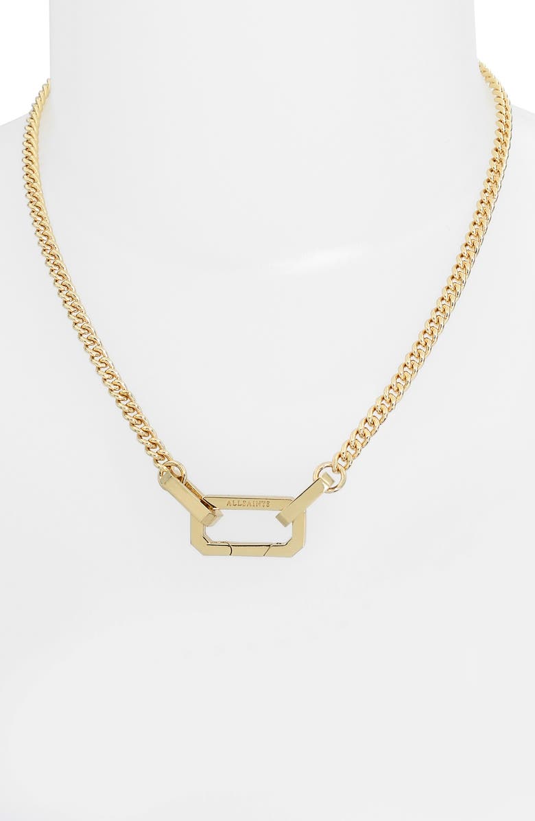 AllSaints Hexagonal Pendant Collar Necklace, Alternate, color, 