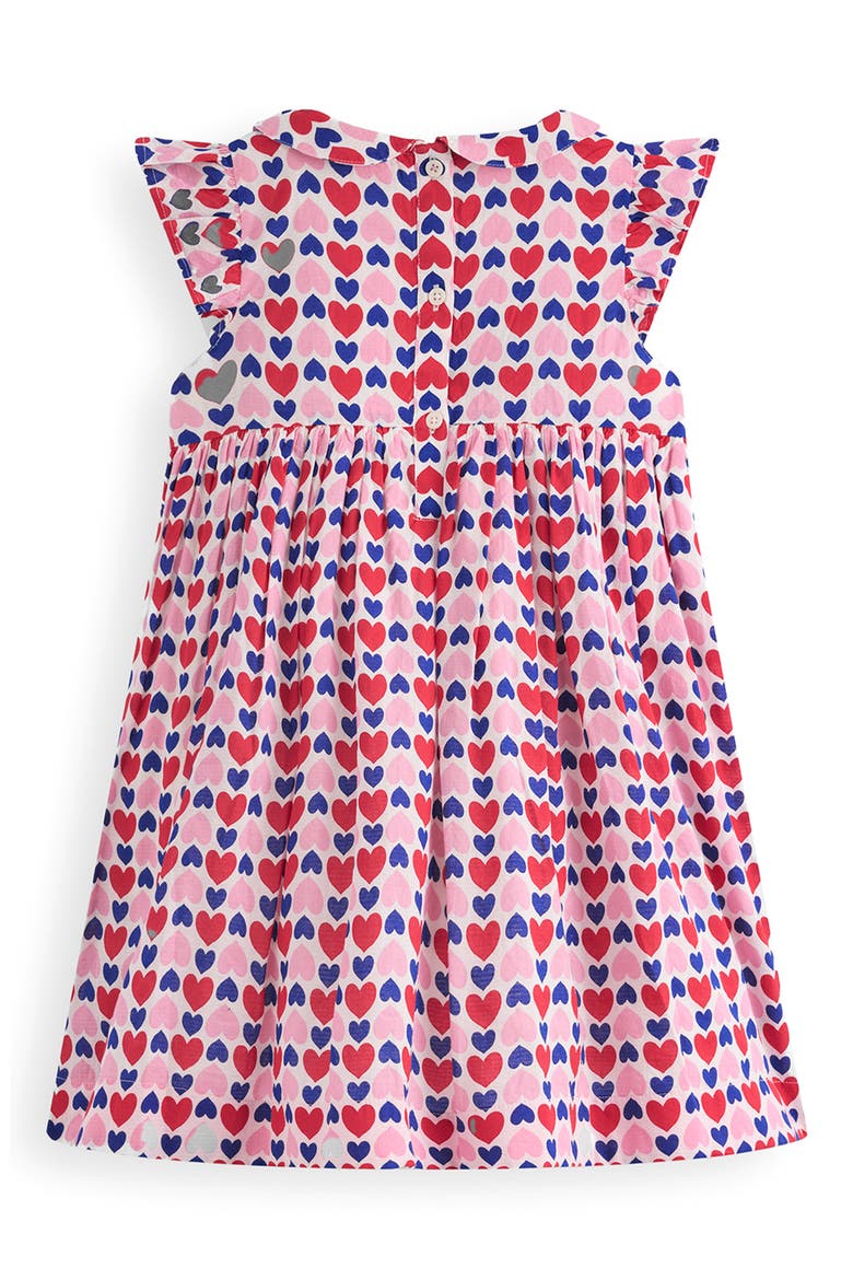 Kids' Adeline Heart Print Smocked Cotton Dress, Alternate, color, POPPY RED GEO HEART
