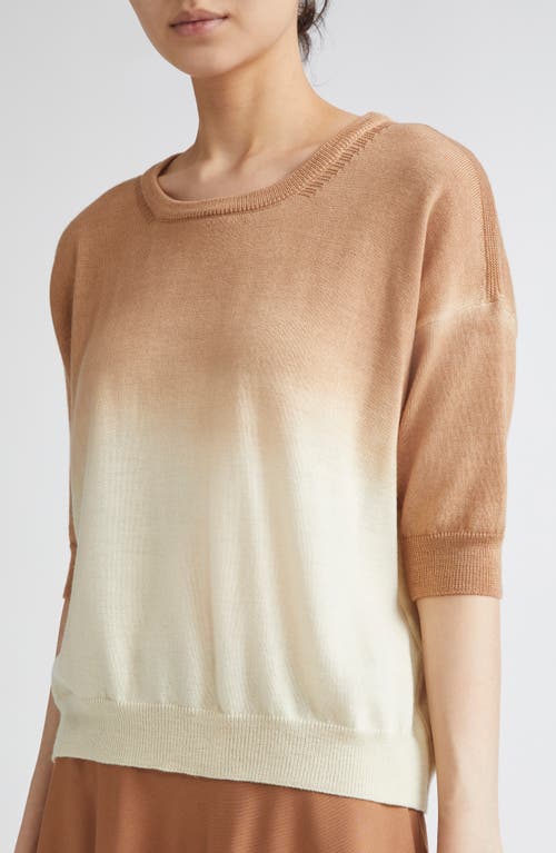Herno Ombré Elbow Sleeve Wool Sweater In Brown